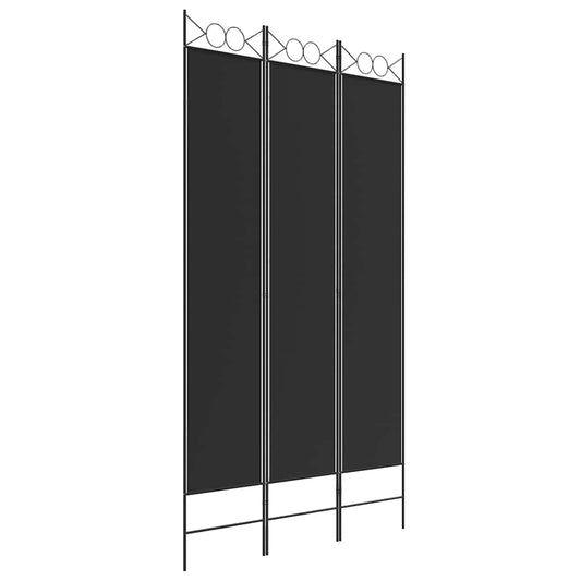 3-Panel Room Divider Black 120x220 cm Fabric 3-Panel Room Divider Black 120x220 cm Fabric