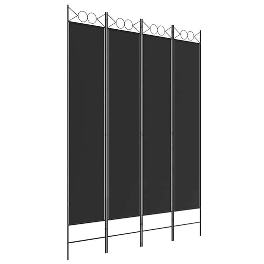 4-Panel Room Divider Black 160x220 cm Fabric 4-Panel Room Divider Black 160x220 cm Fabric