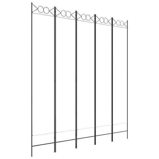 5-Panel Room Divider White 200x220 cm Fabric 5-Panel Room Divider White 200x220 cm Fabric