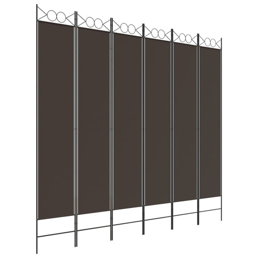 6-Panel Room Divider Brown 240x220 cm Fabric 6-Panel Room Divider Brown 240x220 cm Fabric