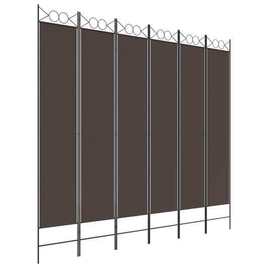 6-Panel Room Divider Brown 240x220 cm Fabric 6-Panel Room Divider Brown 240x220 cm Fabric