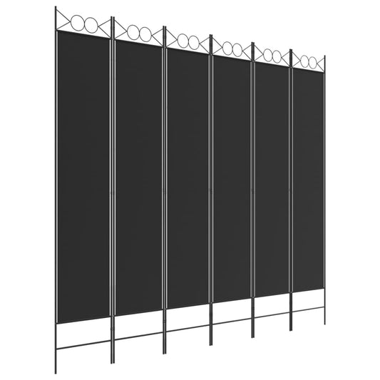 6-Panel Room Divider Black 240x220 cm Fabric 6-Panel Room Divider Black 240x220 cm Fabric