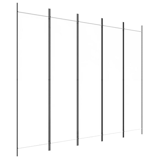 5-Panel Room Divider White 250x200 cm Fabric 5-Panel Room Divider White 250x200 cm Fabric