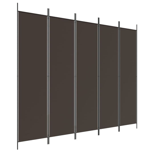 5-Panel Room Divider Brown 250x200 cm Fabric 5-Panel Room Divider Brown 250x200 cm Fabric