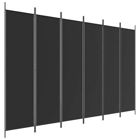 6-Panel Room Divider Black 300x200 cm Fabric 6-Panel Room Divider Black 300x200 cm Fabric