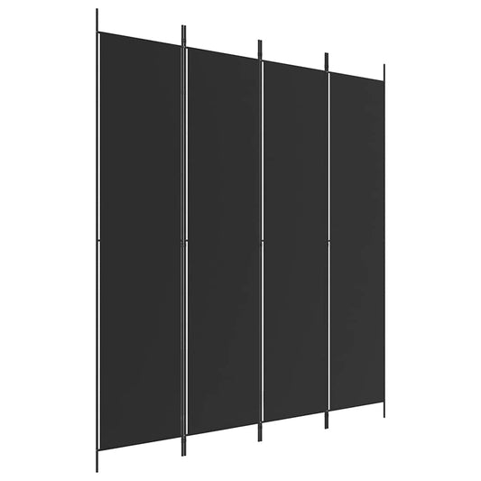 4-Panel Room Divider Black 200x220 cm Fabric 4-Panel Room Divider Black 200x220 cm Fabric
