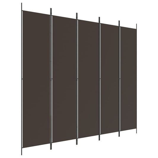 5-Panel Room Divider Brown 250x220 cm Fabric 5-Panel Room Divider Brown 250x220 cm Fabric