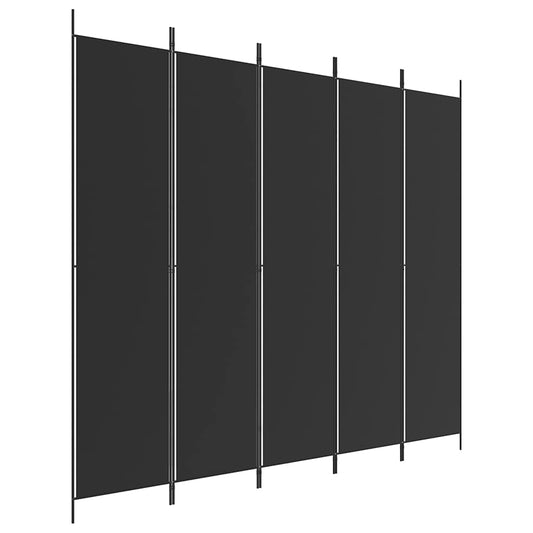 5-Panel Room Divider Black 250x220 cm Fabric 5-Panel Room Divider Black 250x220 cm Fabric