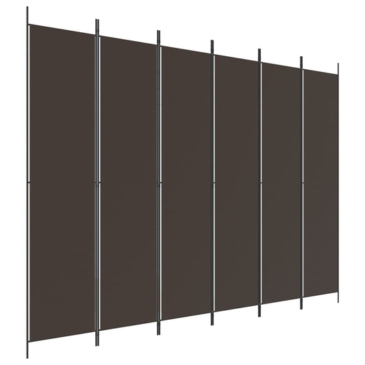 6-Panel Room Divider Brown 300x220 cm Fabric 6-Panel Room Divider Brown 300x220 cm Fabric