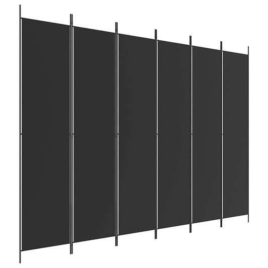 6-Panel Room Divider Black 300x220 cm Fabric 6-Panel Room Divider Black 300x220 cm Fabric