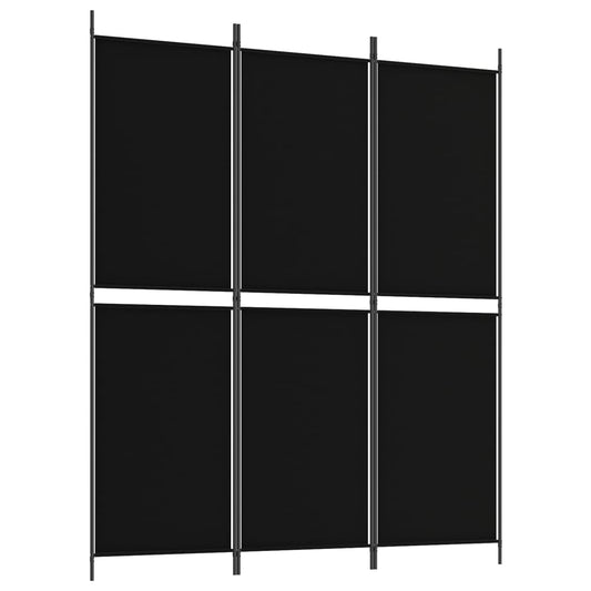 3-Panel Room Divider Black 150x180 cm Fabric 3-Panel Room Divider Black 150x180 cm Fabric