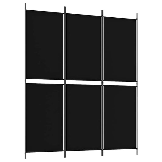 3-Panel Room Divider Black 150x180 cm Fabric 3-Panel Room Divider Black 150x180 cm Fabric