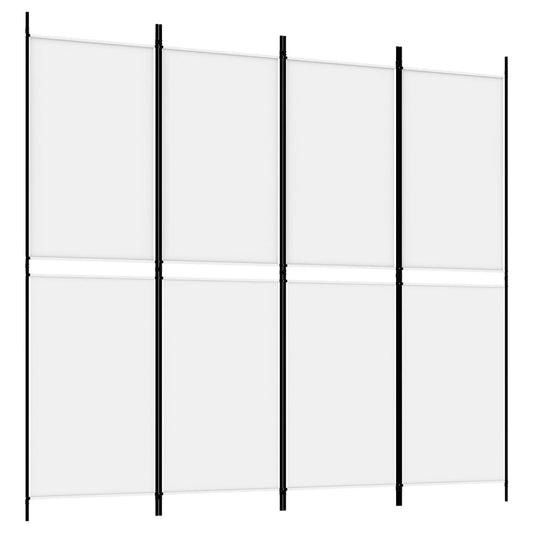 4-Panel Room Divider White 200x180 cm Fabric 4-Panel Room Divider White 200x180 cm Fabric