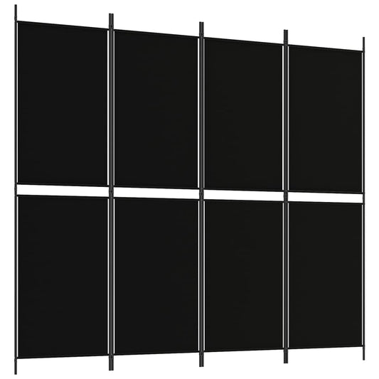 4-Panel Room Divider Black 200x180 cm Fabric 4-Panel Room Divider Black 200x180 cm Fabric