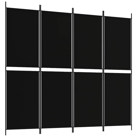 4-Panel Room Divider Black 200x180 cm Fabric 4-Panel Room Divider Black 200x180 cm Fabric