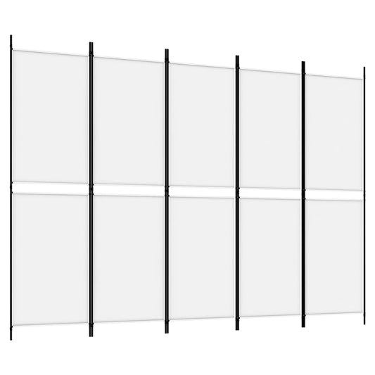 5-Panel Room Divider White 250x180 cm Fabric 5-Panel Room Divider White 250x180 cm Fabric