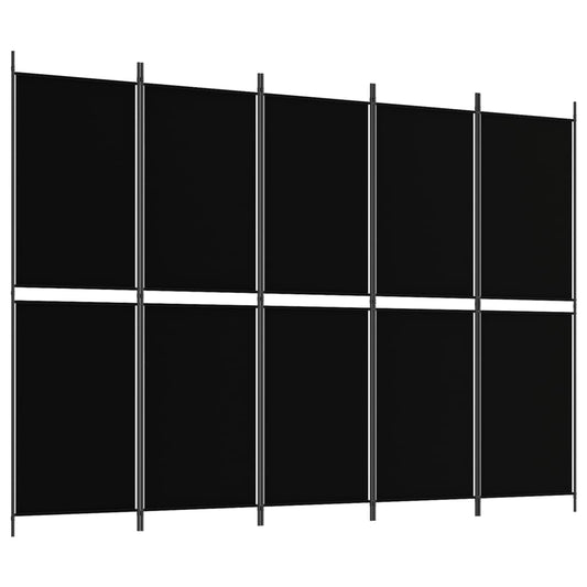 5-Panel Room Divider Black 250x180 cm Fabric 5-Panel Room Divider Black 250x180 cm Fabric