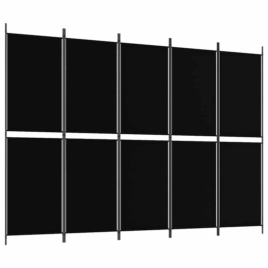 5-Panel Room Divider Black 250x180 cm Fabric 5-Panel Room Divider Black 250x180 cm Fabric
