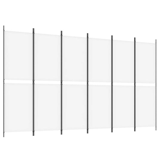 6-Panel Room Divider White 300x180 cm Fabric 6-Panel Room Divider White 300x180 cm Fabric