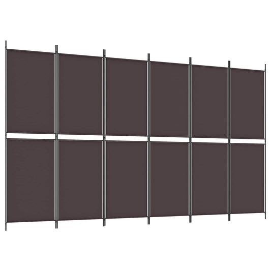 6-Panel Room Divider Brown 300x180 cm Fabric 6-Panel Room Divider Brown 300x180 cm Fabric