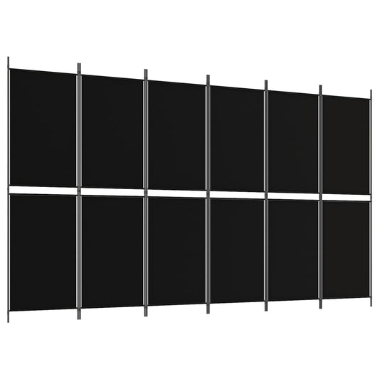 6-Panel Room Divider Black 300x180 cm Fabric 6-Panel Room Divider Black 300x180 cm Fabric