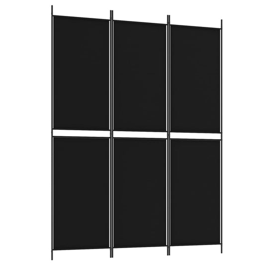 3-Panel Room Divider Black 150x200 cm Fabric 3-Panel Room Divider Black 150x200 cm Fabric
