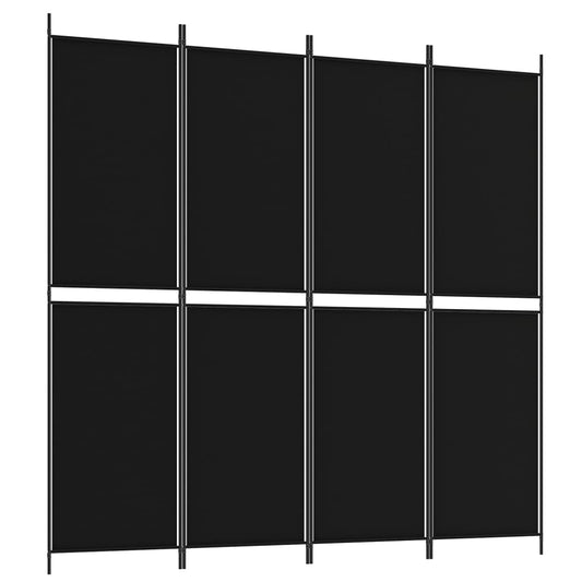 4-Panel Room Divider Black 200x200 cm Fabric 4-Panel Room Divider Black 200x200 cm Fabric
