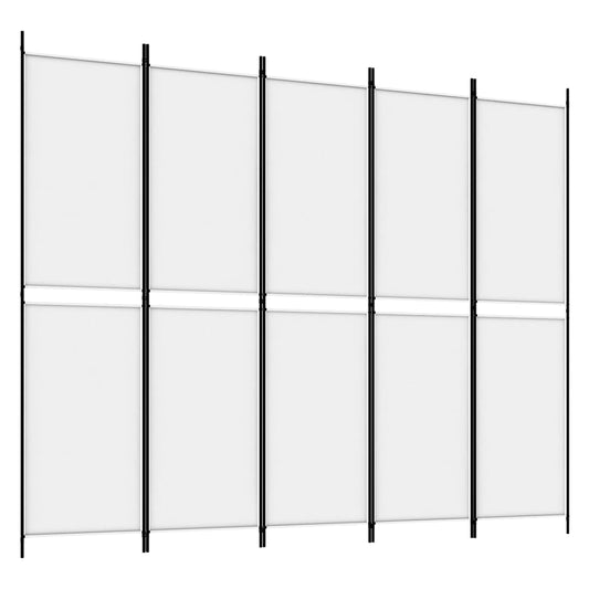 5-Panel Room Divider White 250x200 cm Fabric 5-Panel Room Divider White 250x200 cm Fabric
