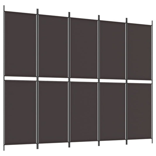 5-Panel Room Divider Brown 250x200 cm Fabric 5-Panel Room Divider Brown 250x200 cm Fabric