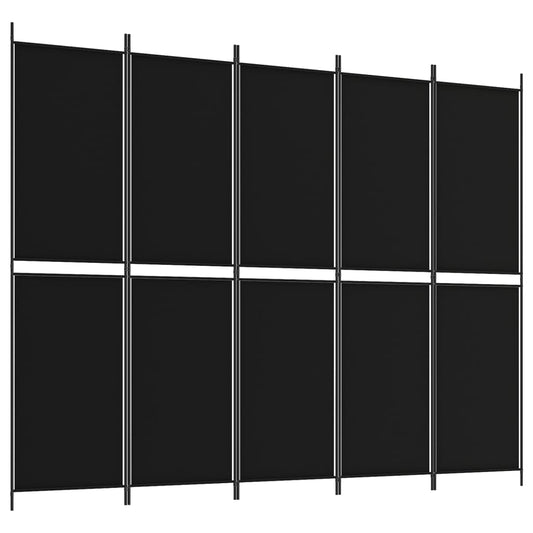 5-Panel Room Divider Black 250x200 cm Fabric 5-Panel Room Divider Black 250x200 cm Fabric