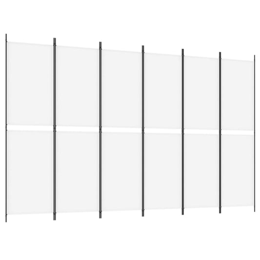 6-Panel Room Divider White 300x200 cm Fabric 6-Panel Room Divider White 300x200 cm Fabric