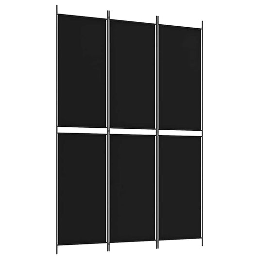 3-Panel Room Divider Black 150x220 cm Fabric 3-Panel Room Divider Black 150x220 cm Fabric