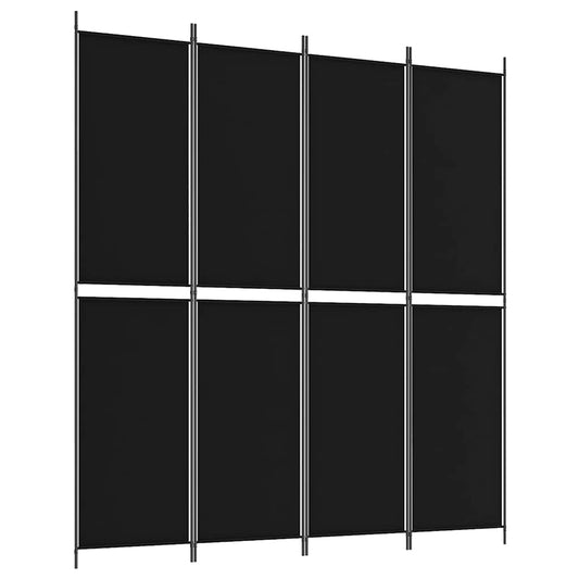4-Panel Room Divider Black 200x220 cm Fabric 4-Panel Room Divider Black 200x220 cm Fabric