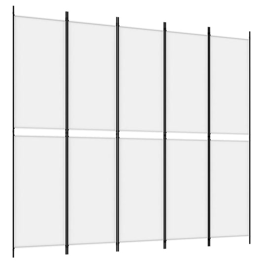 5-Panel Room Divider White 250x220 cm Fabric 5-Panel Room Divider White 250x220 cm Fabric