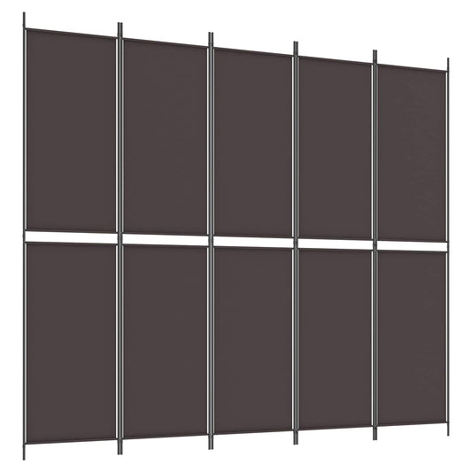 5-Panel Room Divider Brown 250x220 cm Fabric 5-Panel Room Divider Brown 250x220 cm Fabric