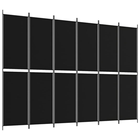 6-Panel Room Divider Black 300x220 cm Fabric 6-Panel Room Divider Black 300x220 cm Fabric