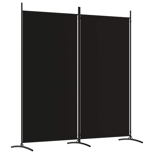 2-Panel Room Divider Black 175x180 cm Fabric 2-Panel Room Divider Black 175x180 cm Fabric