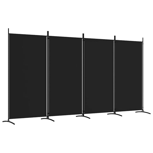 4-Panel Room Divider Black 346x180 cm Fabric 4-Panel Room Divider Black 346x180 cm Fabric