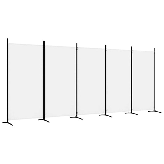 5-Panel Room Divider White 433x180 cm Fabric 5-Panel Room Divider White 433x180 cm Fabric