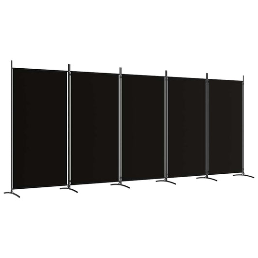 5-Panel Room Divider Black 433x180 cm Fabric 5-Panel Room Divider Black 433x180 cm Fabric