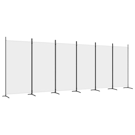 6-Panel Room Divider White 520x180 cm Fabric 6-Panel Room Divider White 520x180 cm Fabric