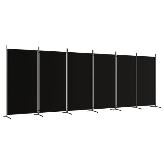 6-Panel Room Divider Black 520x180 cm Fabric 6-Panel Room Divider Black 520x180 cm Fabric