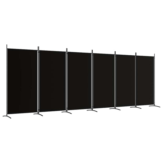 6-Panel Room Divider Black 520x180 cm Fabric 6-Panel Room Divider Black 520x180 cm Fabric