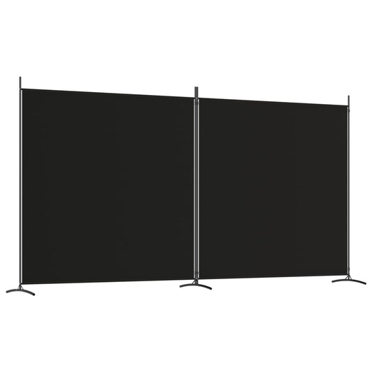 2-Panel Room Divider Black 348x180 cm Fabric 2-Panel Room Divider Black 348x180 cm Fabric