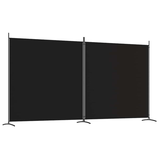 2-Panel Room Divider Black 348x180 cm Fabric 2-Panel Room Divider Black 348x180 cm Fabric