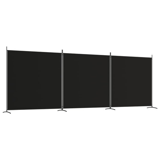 3-Panel Room Divider Black 525x180 cm Fabric 3-Panel Room Divider Black 525x180 cm Fabric