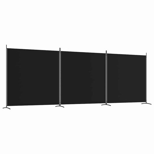 3-Panel Room Divider Black 525x180 cm Fabric 3-Panel Room Divider Black 525x180 cm Fabric