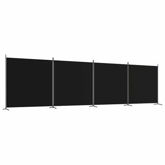 4-Panel Room Divider Black 698x180 cm Fabric 4-Panel Room Divider Black 698x180 cm Fabric