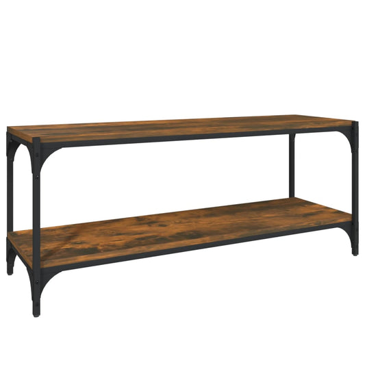 TV Cabinet Smoked Oak 100x33x41 cm Engineered Wood and Steel TV Cabinet Smoked Oak 100x33x41 cm Engineered Wood and Steel