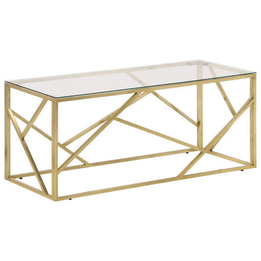 Coffee Table Gold Stainless Steel and Tempered Glass Coffee Table Gold Stainless Steel and Tempered Glass